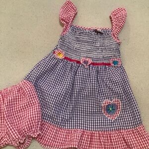 Charming Pink and Blue Gingham Kids‎ Dress